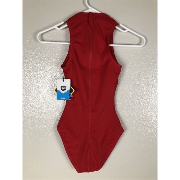 Arena Women's Solid Waterpolo One Piece Swimsuit Red Size 26  NWT - Picture 2 of 15